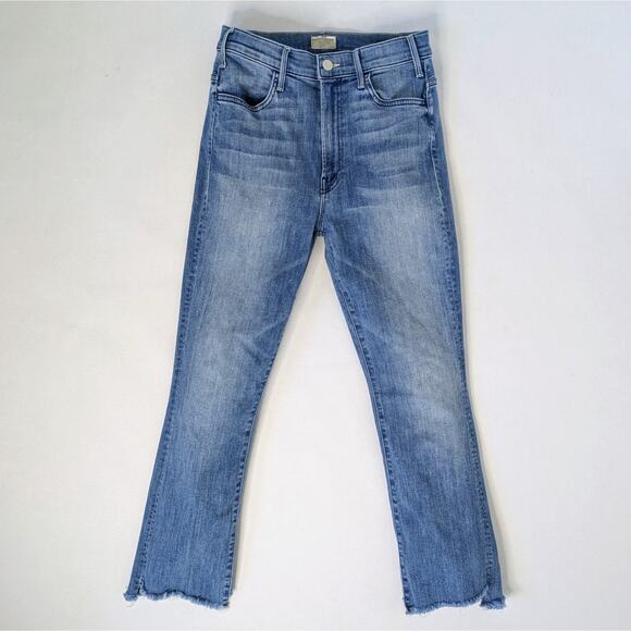 Mother Hustler Two Step Ankle Fray 28 Cropped Flare Raw Hem '70s Revival Denim - Picture 1 of 12